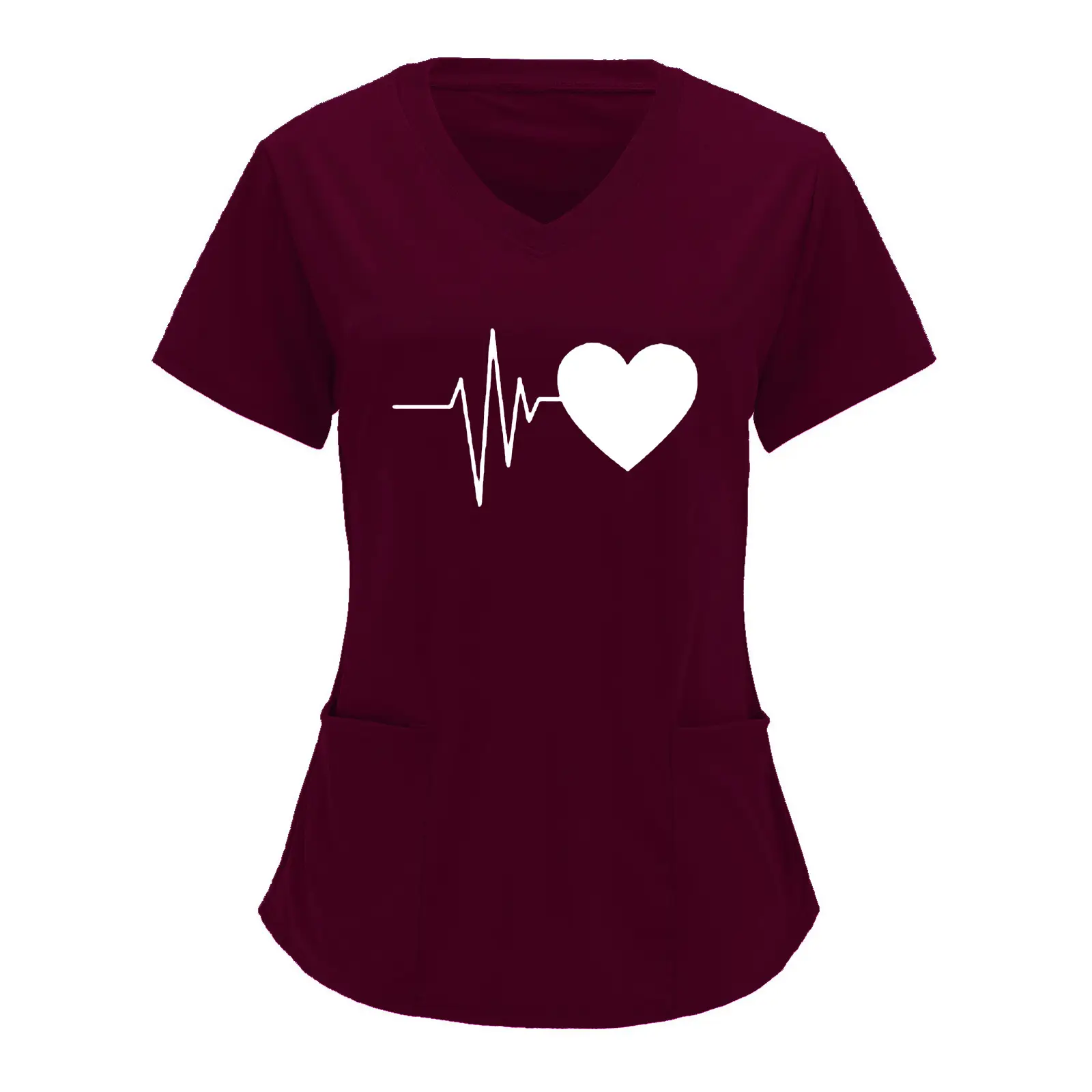 Cross-border Nurse T-Shirt Heartbeat Love Print Plus Size