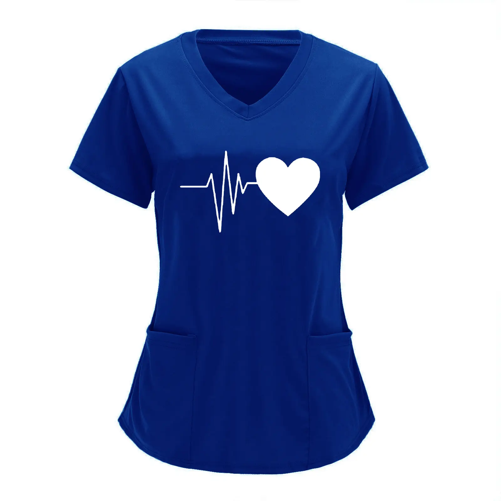 Cross-border Nurse T-Shirt Heartbeat Love Print Plus Size