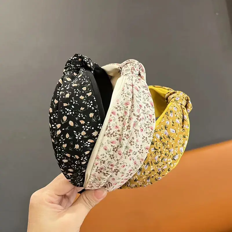 Korean Style Floral Headband for Women Wide Brim Cross Knot - Image 6