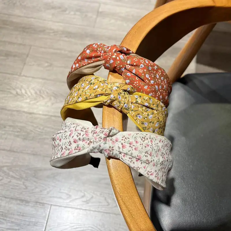 Korean Style Floral Headband for Women Wide Brim Cross Knot - Image 8