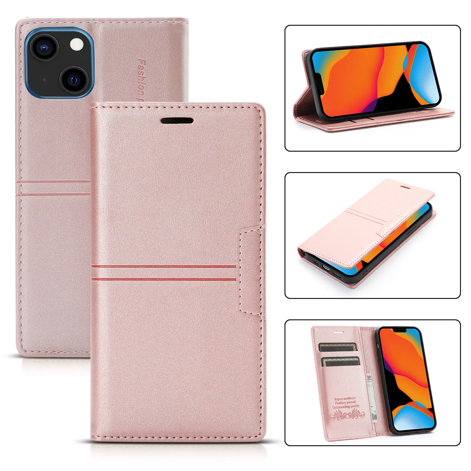 Purple Leather iPhone14 Mobile Phone Wallet Case - Image 9