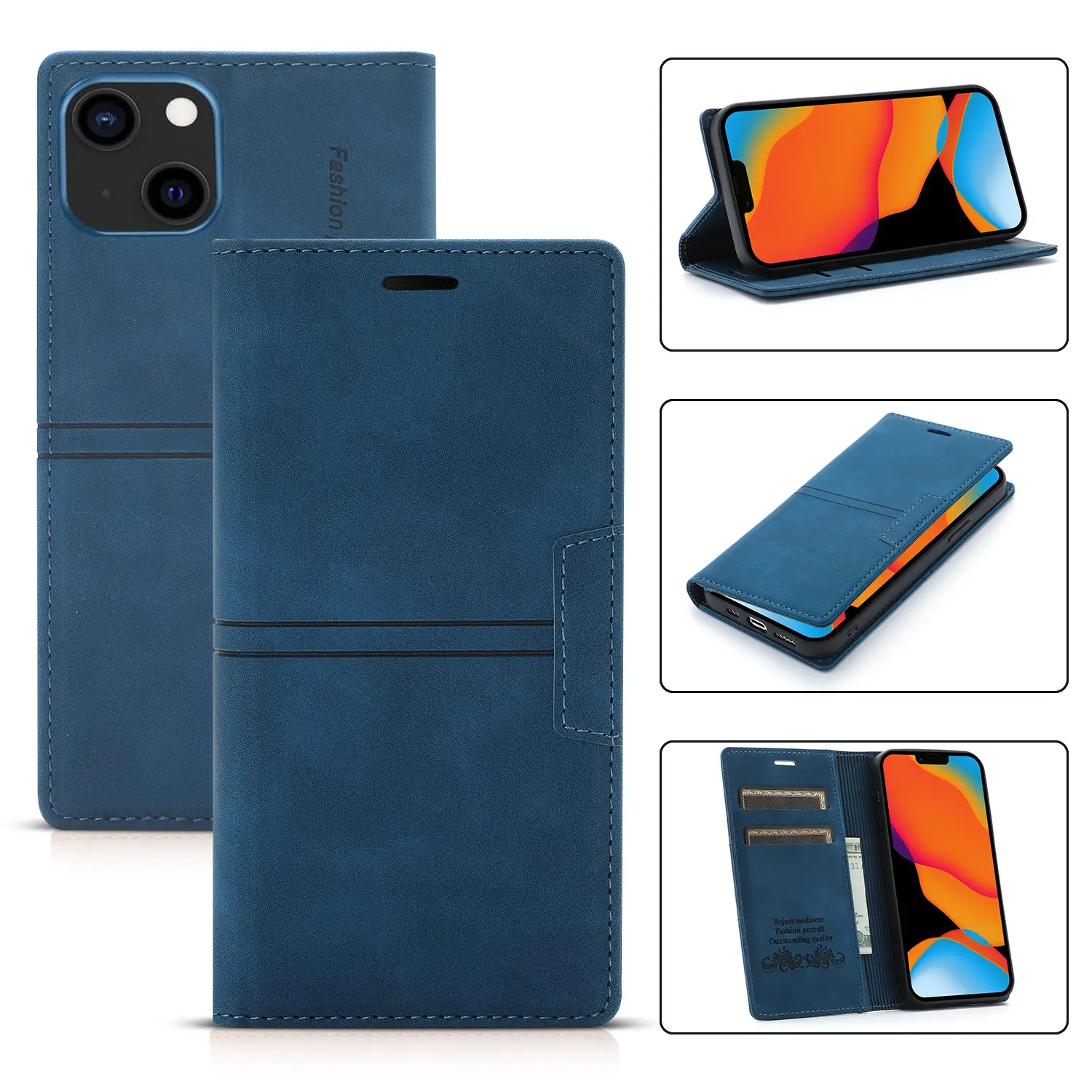 Purple Leather iPhone14 Mobile Phone Wallet Case - Image 11