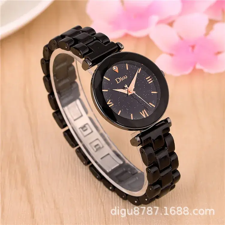 Women's Black Diamond Watch with Mesh Belt - Image 7