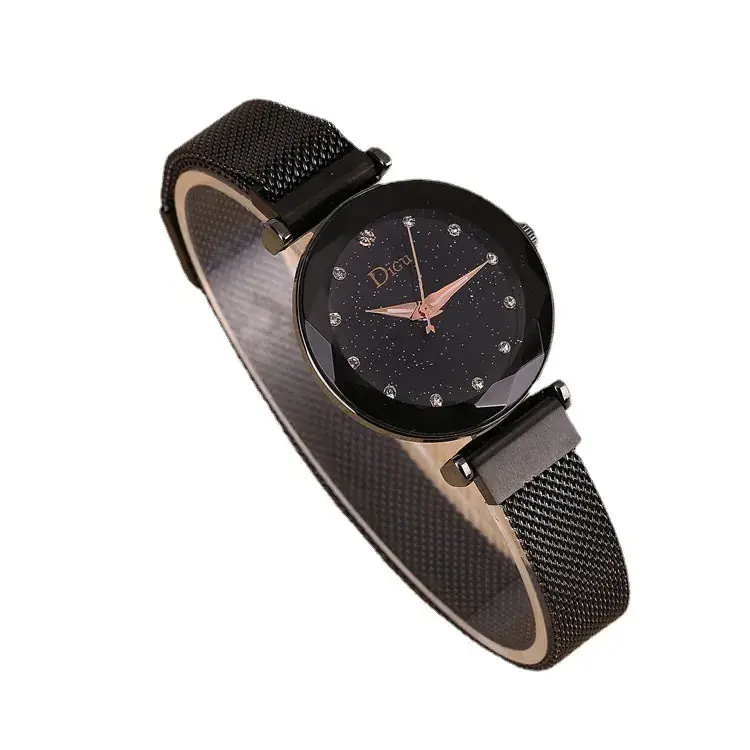 Women's Black Diamond Watch with Mesh Belt - Image 9