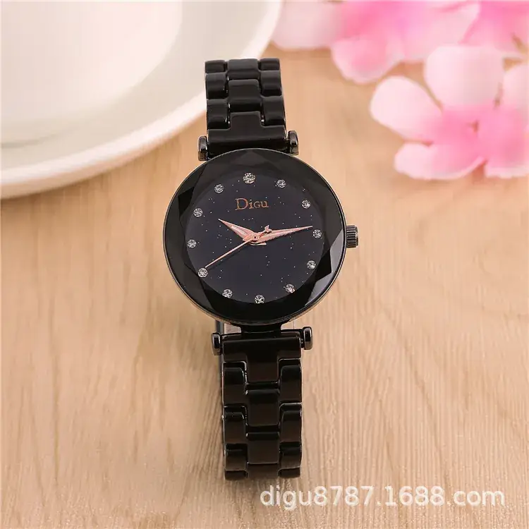 Women's Black Diamond Watch with Mesh Belt - Image 2