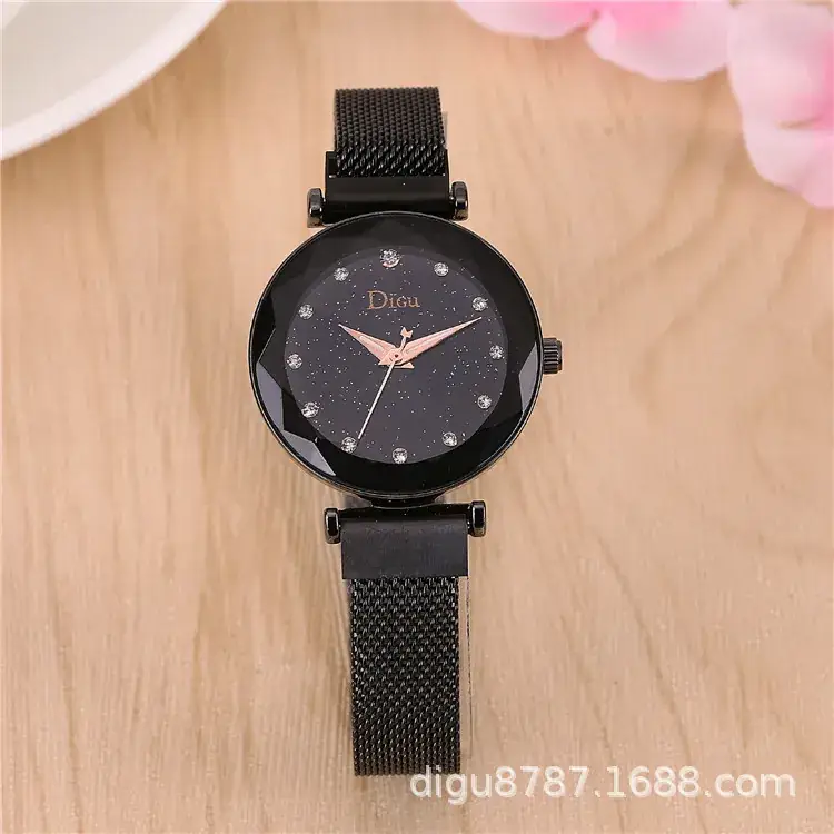 Women's Black Diamond Watch with Mesh Belt - Image 4