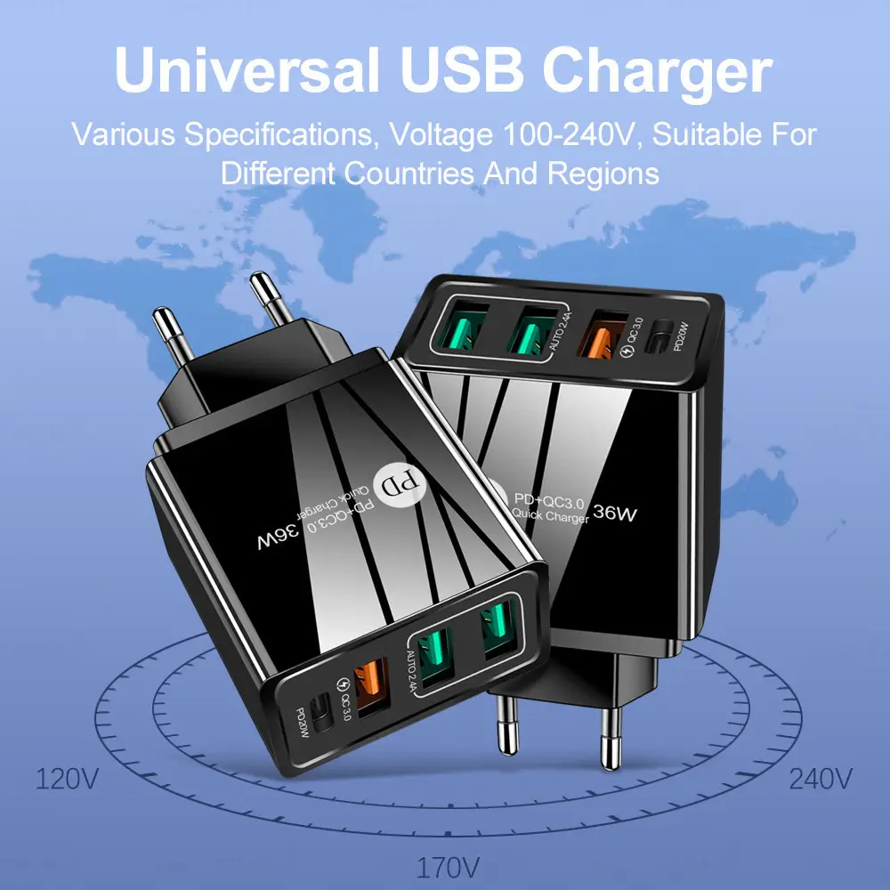 4A USB Charger with 2.4A/3A Output for European & American Markets