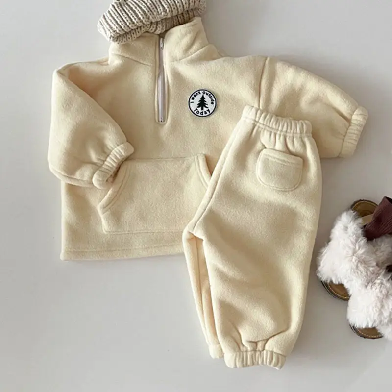 Winter Fleece Lined Turtleneck Suit for Kids White - Image 2