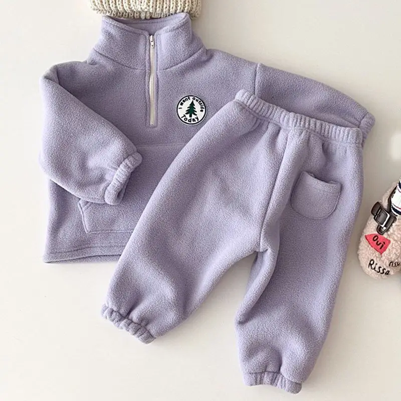 Winter Fleece Lined Turtleneck Suit for Kids White - Image 3