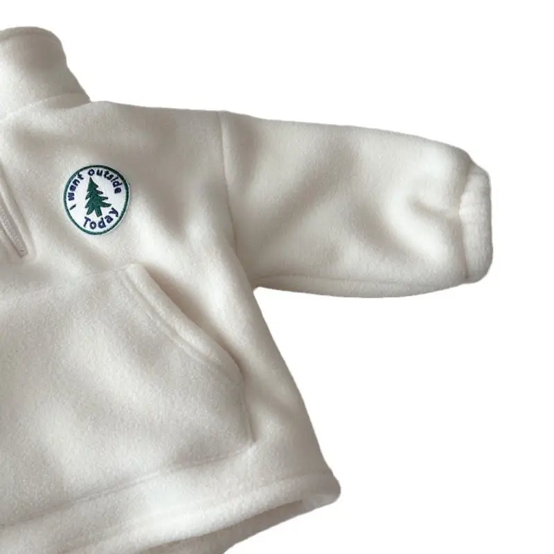 Winter Fleece Lined Turtleneck Suit for Kids White - Image 5
