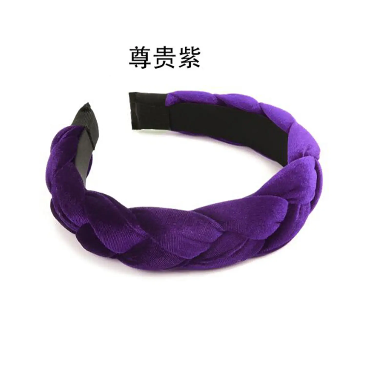 Velvet Braided Hairband Gold Green Velvet