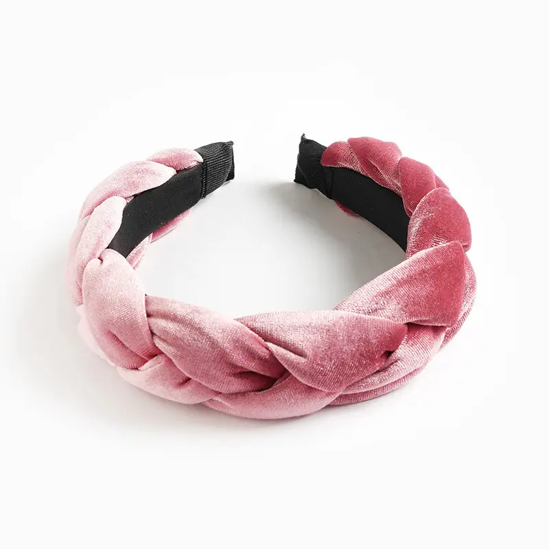 Velvet Braided Hairband Gold Green Velvet
