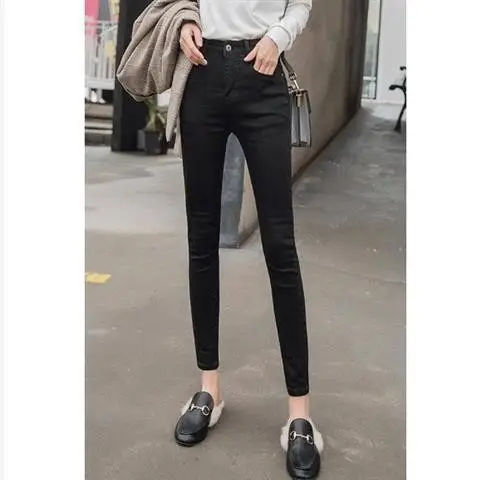 Women Slim Fit Velvet Lined Jeans 2021 - Image 7
