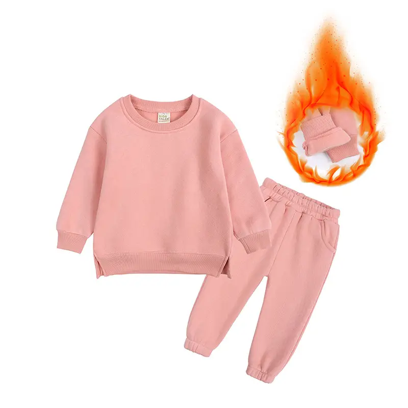 Pink Velvet 2-Piece Kids Sweatshirt Set for Girls