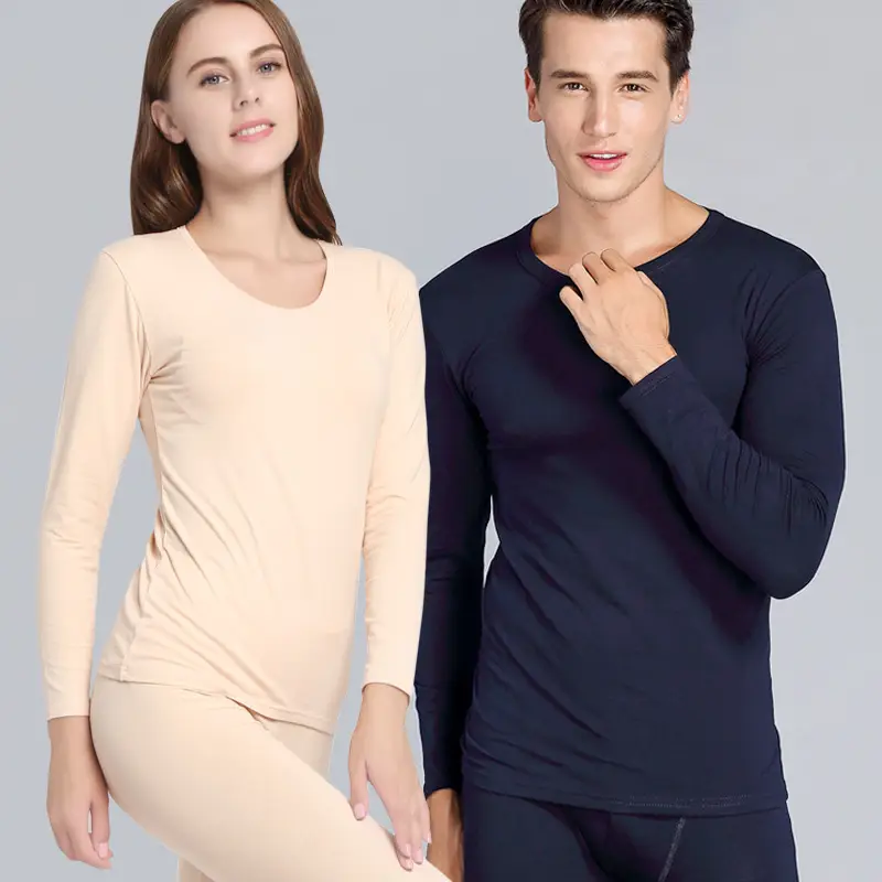 New Men Women Lycra Cotton Long Thin Warm Close Fitting Round Neck Stretch Underwear - Image 12