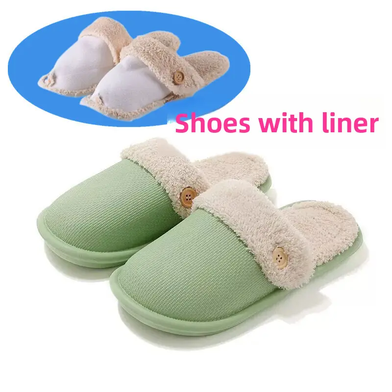 Women Cotton Slippers Green Plush Maternity Warm Winter - Image 10