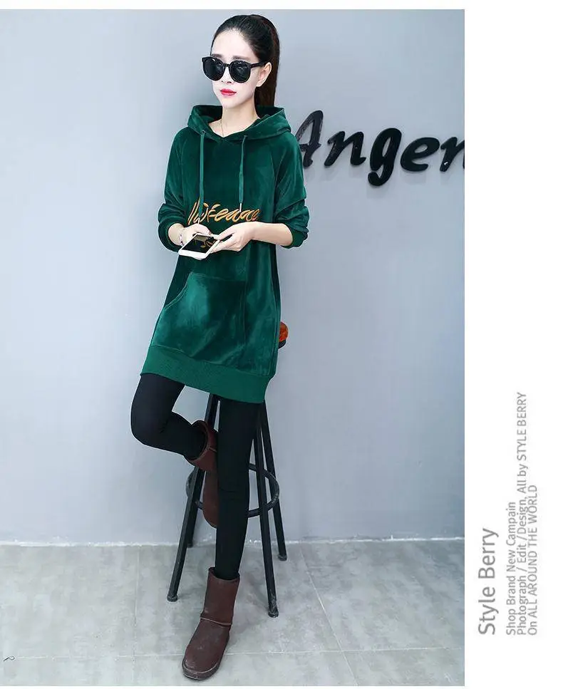 Red Velvet Polo Shirt with Hooded Neck for Women — feature 10