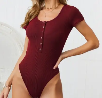 Spring Short Sleeve Button Top with Deep V Cut - Image 3