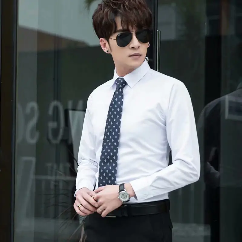Warm Men's Fleece Lined Slim Fit Shirt Black Tie - Image 15