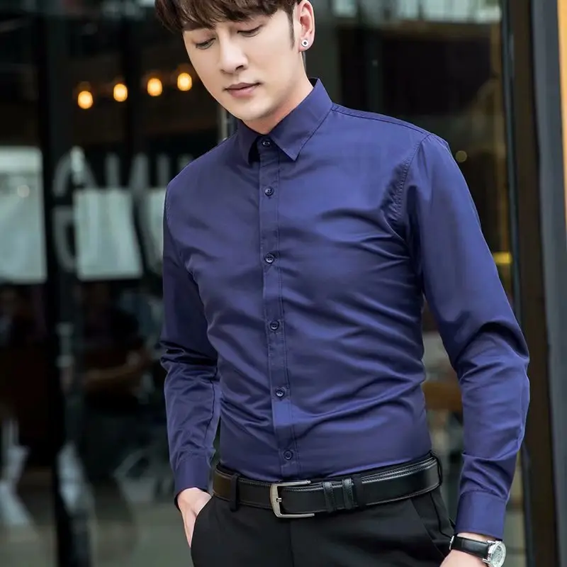 Warm Men's Fleece Lined Slim Fit Shirt Black Tie - Image 6