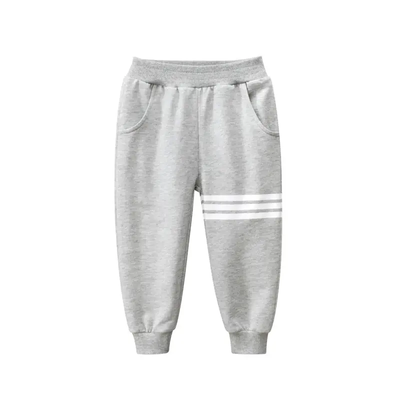 Kids Grey Sweatpants with Stripes for Boys Spring Autumn - Image 2