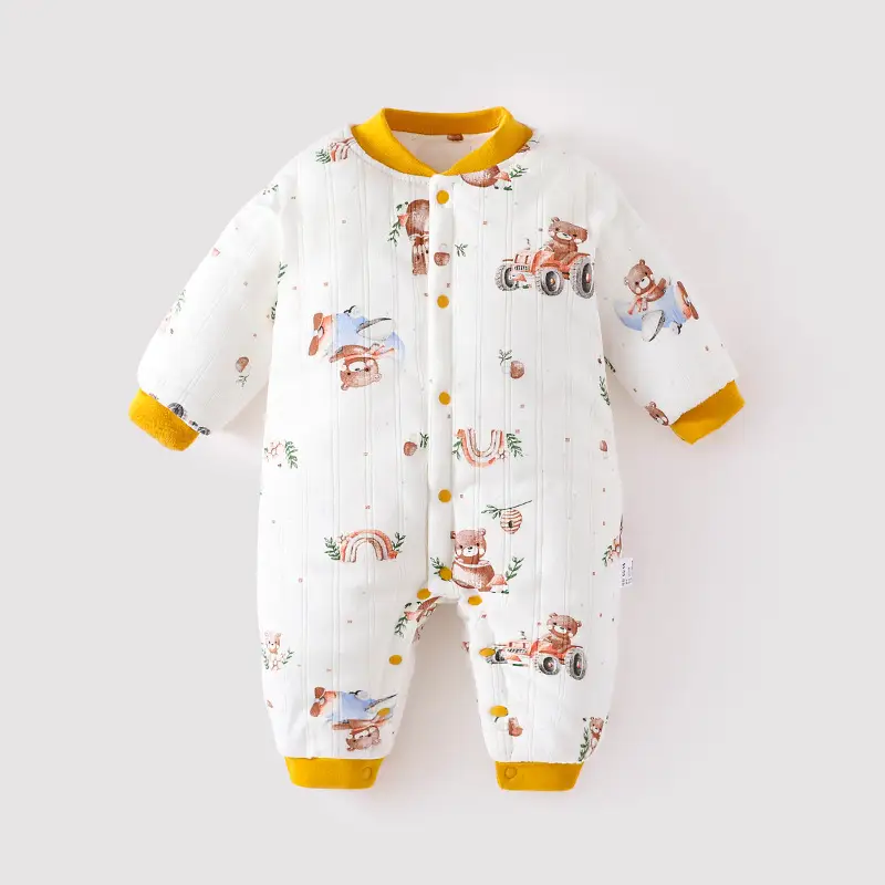 Newborn Baby Cotton Jumpsuit with Car Print