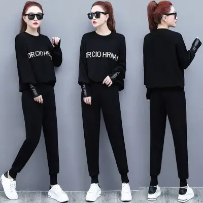 2025 Fat Body Reducing Korean Style Black Sweatpants Set - Image 3