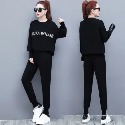 2025 Fat Body Reducing Korean Style Black Sweatpants Set - Image 4