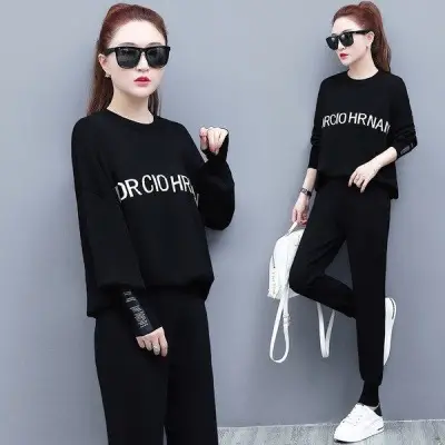 2025 Fat Body Reducing Korean Style Black Sweatpants Set - Image 5
