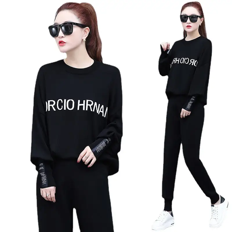 2025 Fat Body Reducing Korean Style Black Sweatpants Set - Image 6