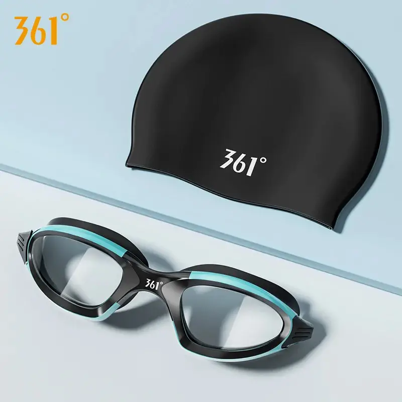 Black [swimming goggles + cap]]