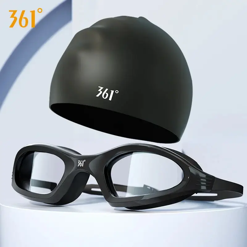 Quiet black [swimming goggles + swimming cap]]