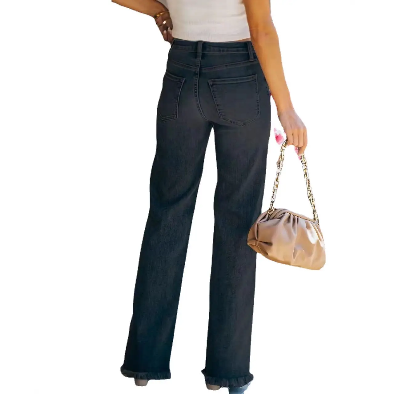 2021 Yama Ladies Denim Jeans White Casual Fall Wear - Image 6