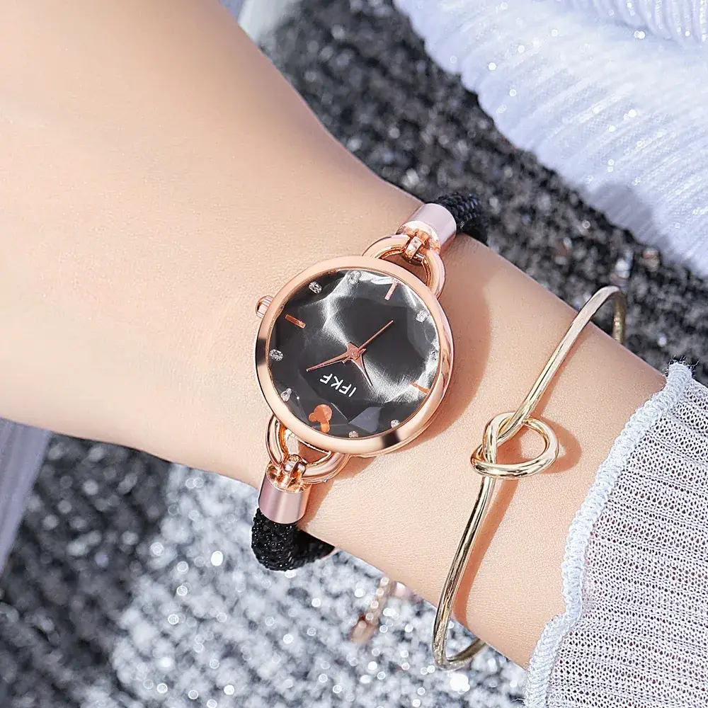 Women's Pink Diamond Leather Watch with Rose Gold Dial - Image 16