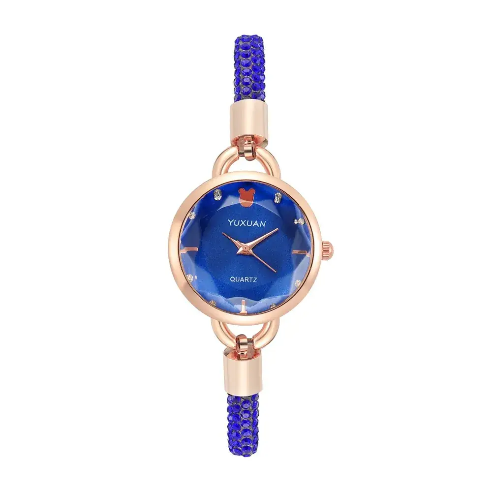 Women's Pink Diamond Leather Watch with Rose Gold Dial - Image 2