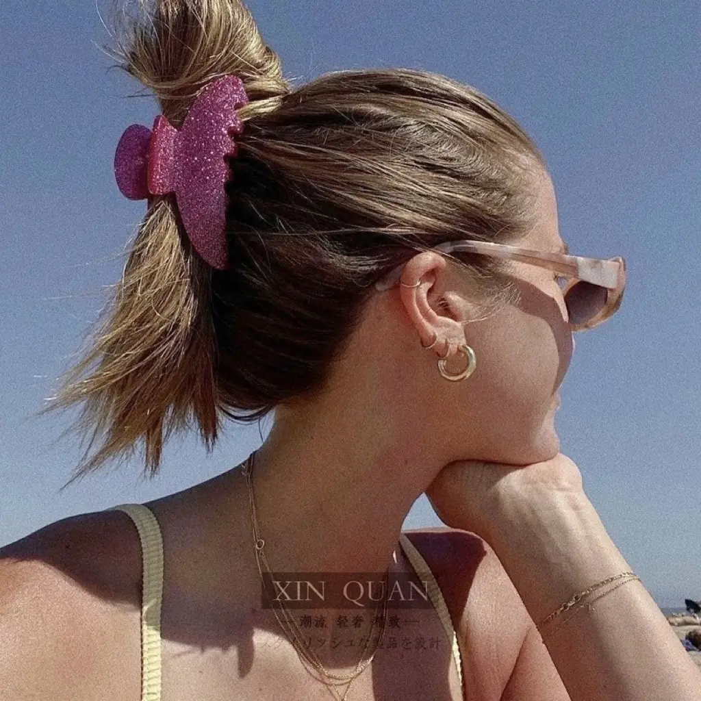 Retro Fashion Hair Clip Shiny Onion Pink - Image 7