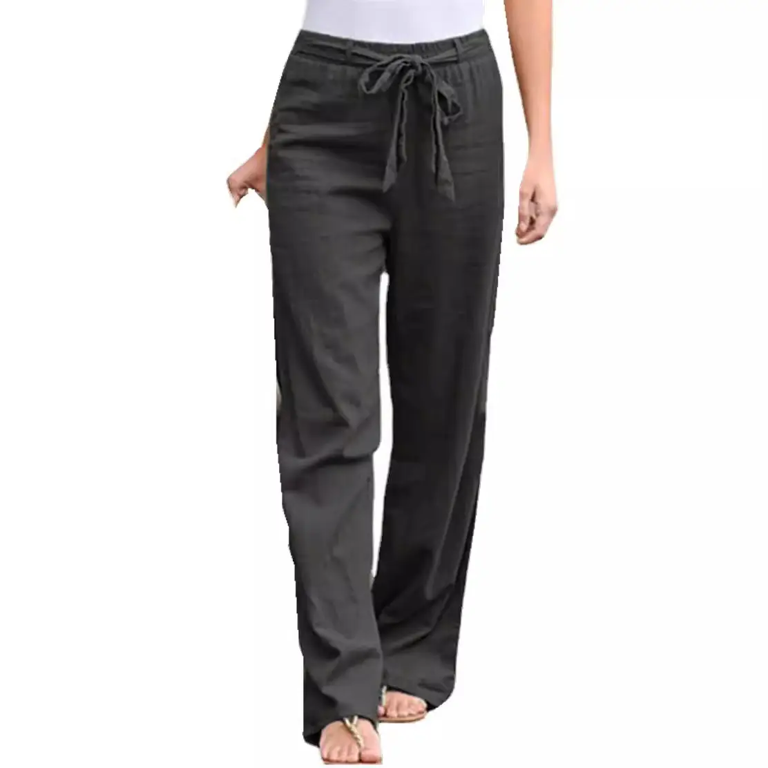 Women's Printed Elastic Waist Trousers Cotton Linen Casual Set - Image 12