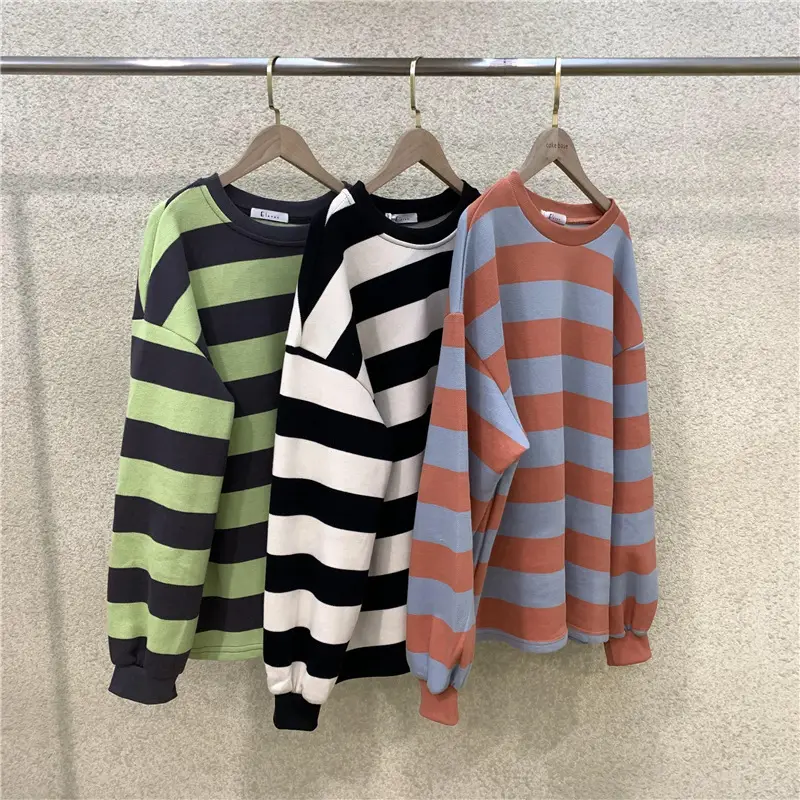 2022 Striped Long Sleeve Sweatshirt Women's Loose Fit — feature 22