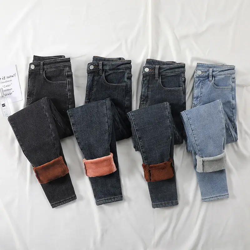 Women Fleece Thick Waist Slimming Foot Pants 2021 Winter - Image 7