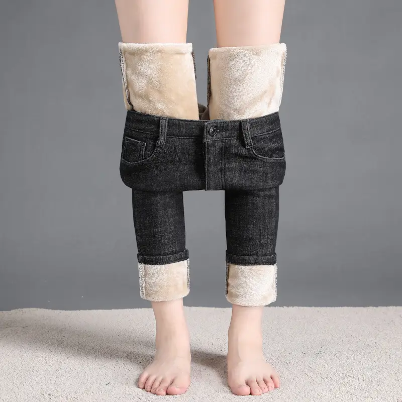 Women Fleece Thick Waist Slimming Foot Pants 2021 Winter - Image 3