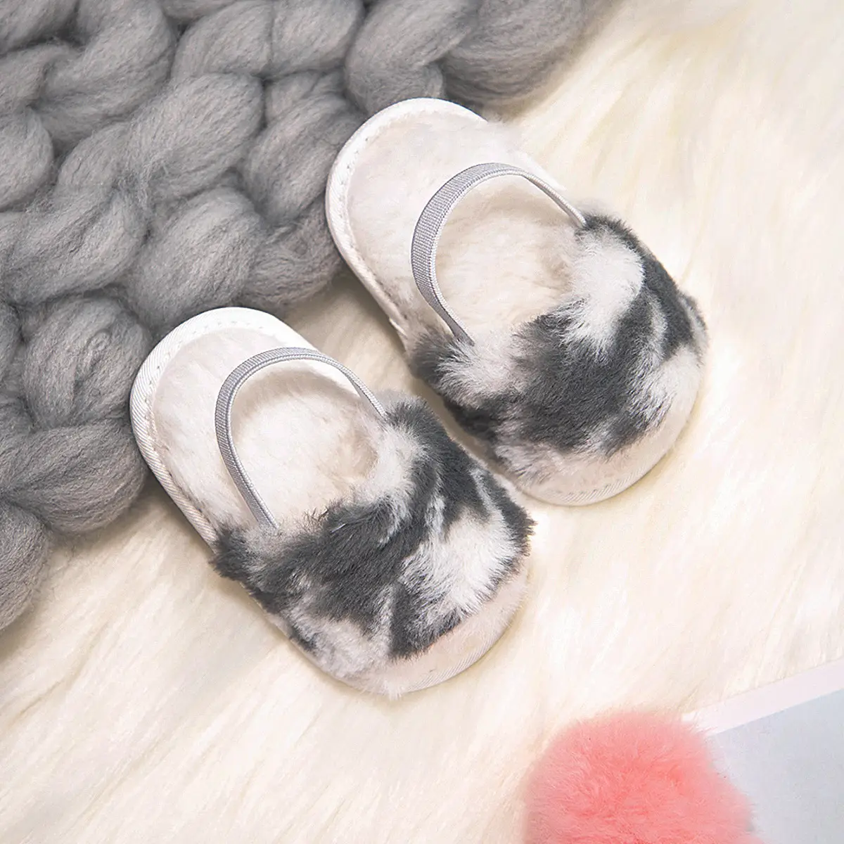 Fleece Lined Fluffy Slippers for Toddlers Winter Warm