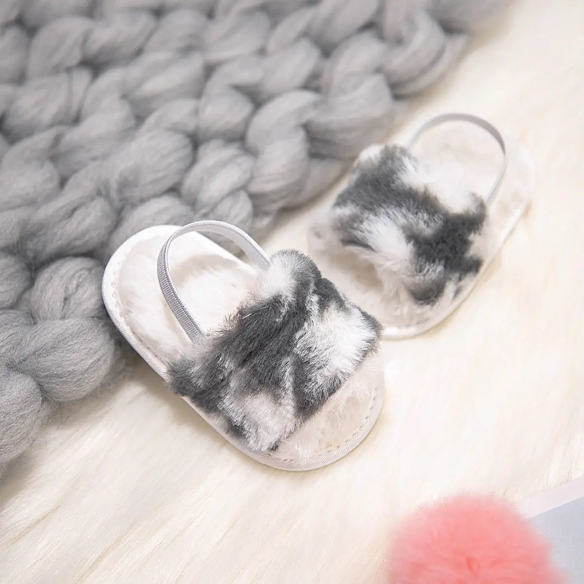 Fleece Lined Fluffy Slippers for Toddlers Winter Warm