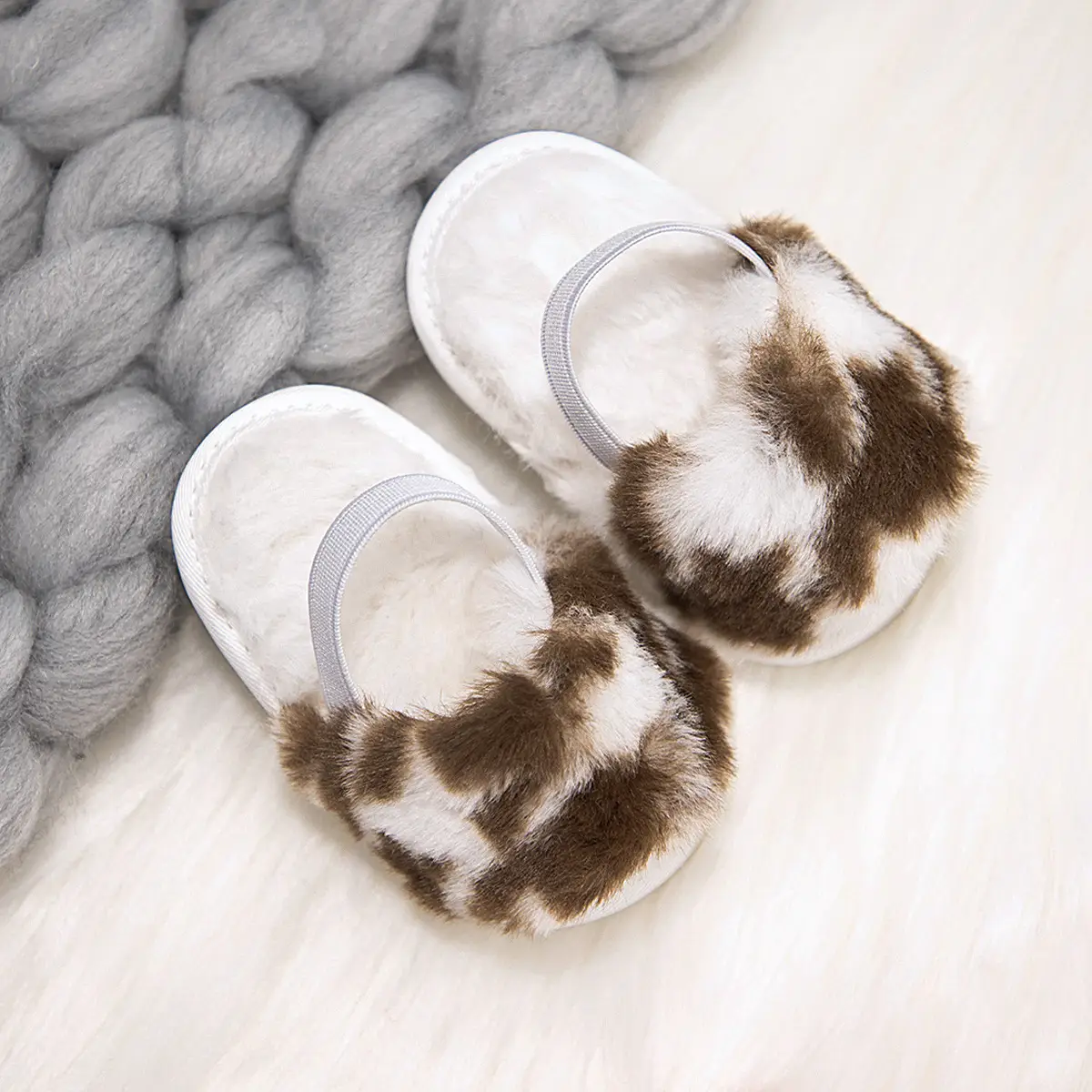 Fleece Lined Fluffy Slippers for Toddlers Winter Warm