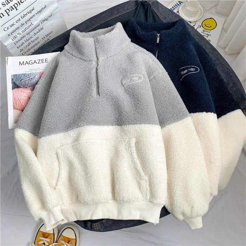 Women Crossbody Velvet Sweatshirt Navy White - Image 2