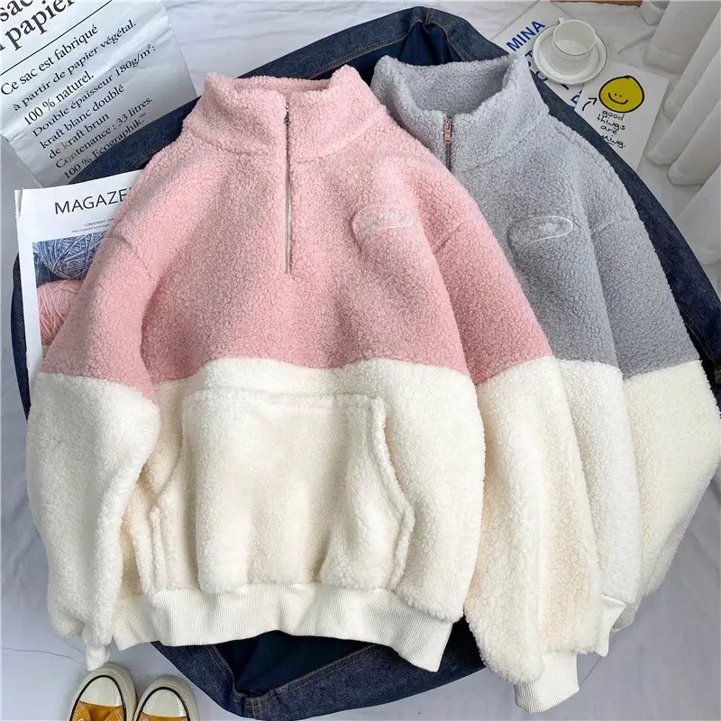 Women Crossbody Velvet Sweatshirt Navy White - Image 4