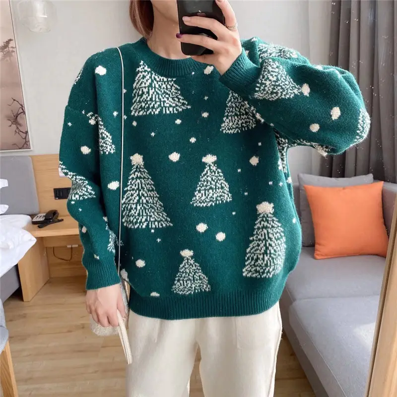 2024 Knit Christmas Tree Pullover for Women - Image 7