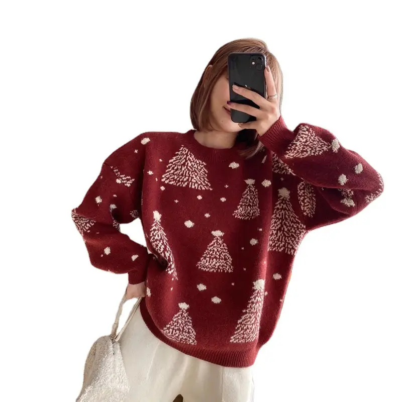 2024 Knit Christmas Tree Pullover for Women - Image 8