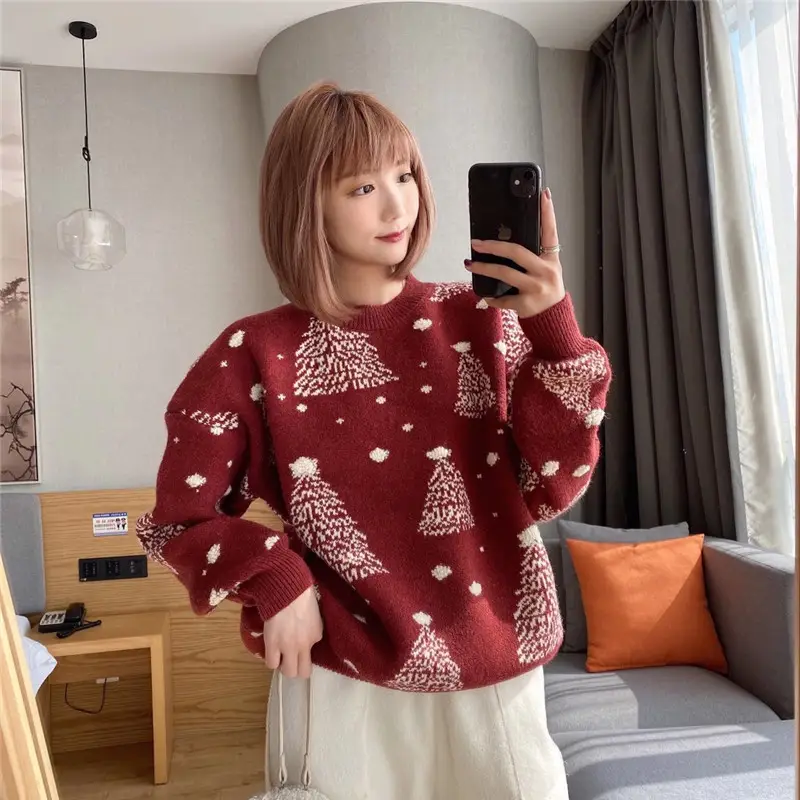 2024 Knit Christmas Tree Pullover for Women - Image 2