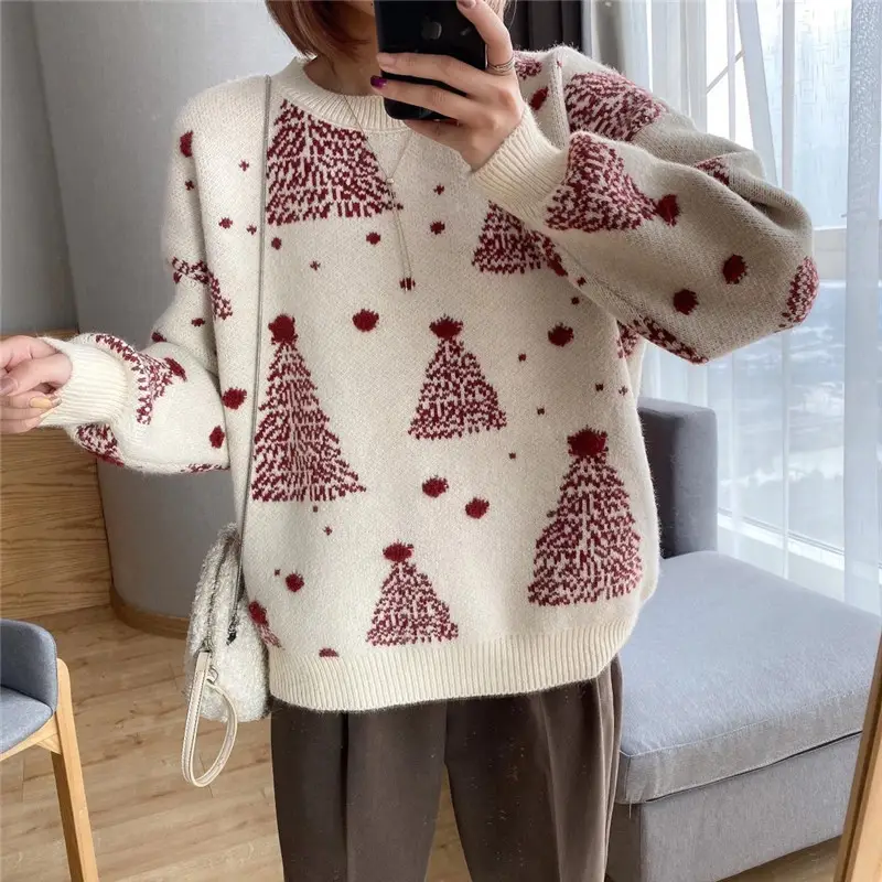 2024 Knit Christmas Tree Pullover for Women - Image 3