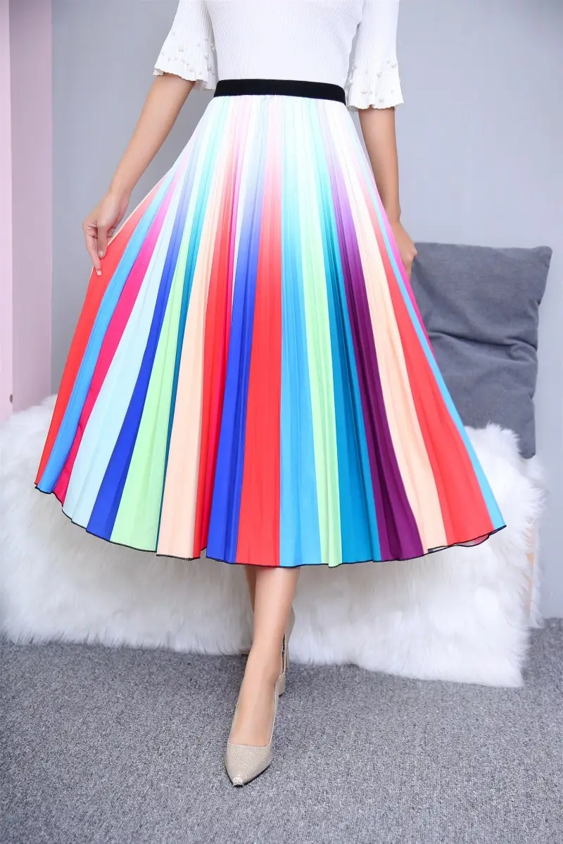 Spring Cartoon Print Elastic Skirt Women Mid Length — feature 14
